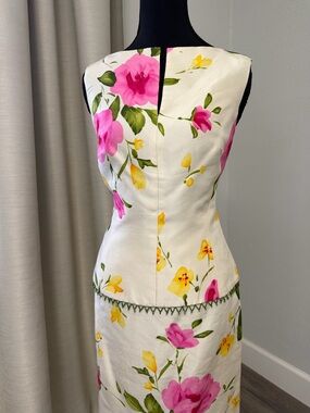 Ricki Freeman for Terri Jon Floral Sleeveless Sheath Dress with Pink & Yellow